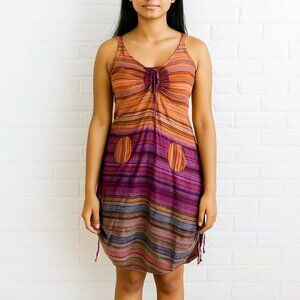 Strappy Cotton tie dye dip dye knee length dress from India women’s size small